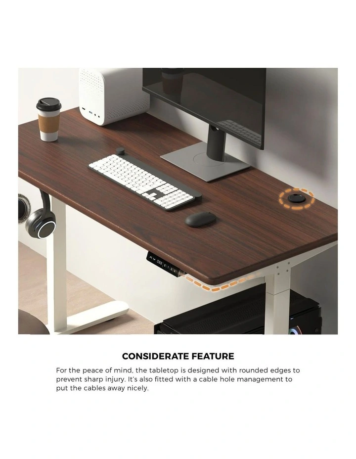 Oikiture Electric Standing Desk Dual Motor 150cm Walnut Tabletop image 6