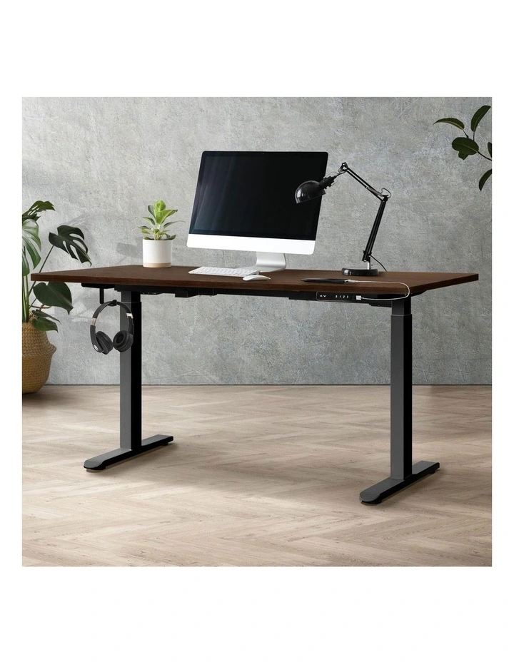 Oikiture Electric Standing Desk Dual Motor 160cm Walnut image 4