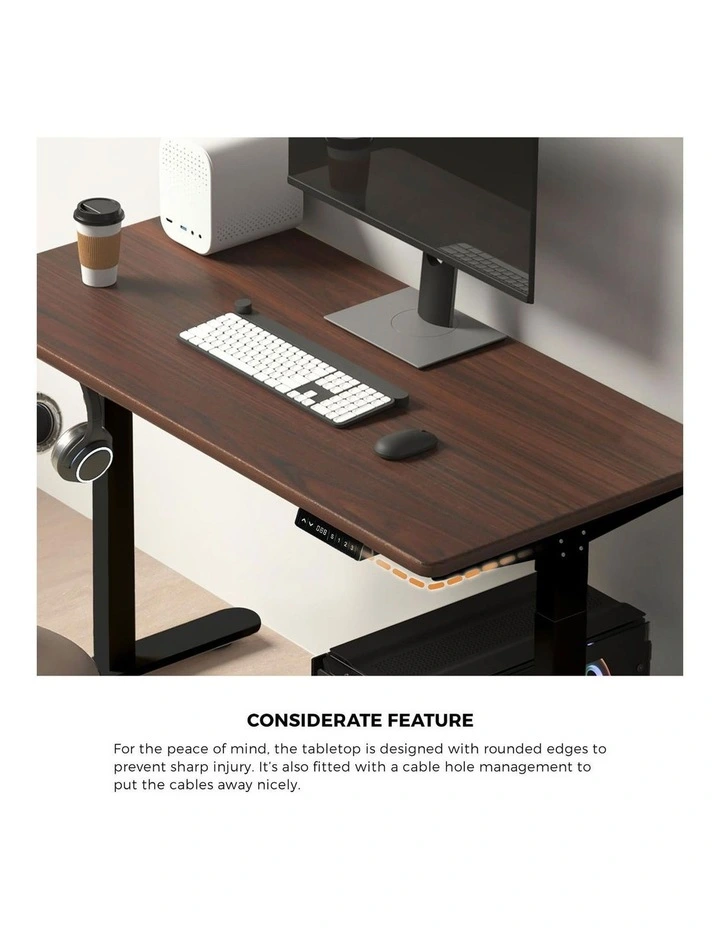 Oikiture Electric Standing Desk Dual Motor 160cm Walnut image 6