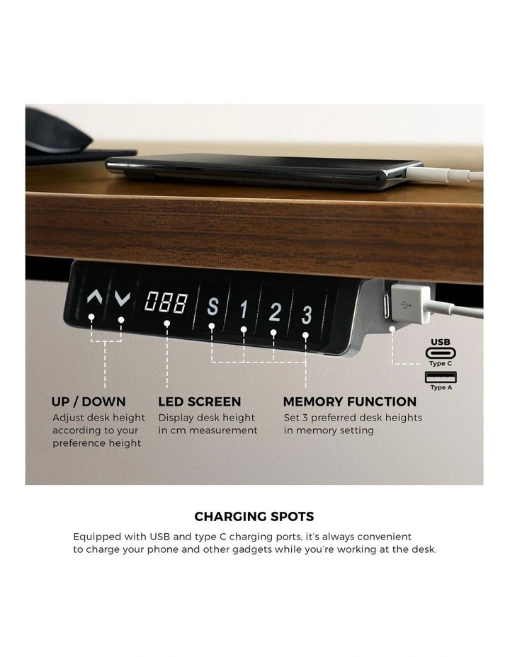 Oikiture Electric Standing Desk Dual Motor 160cm Walnut image 7