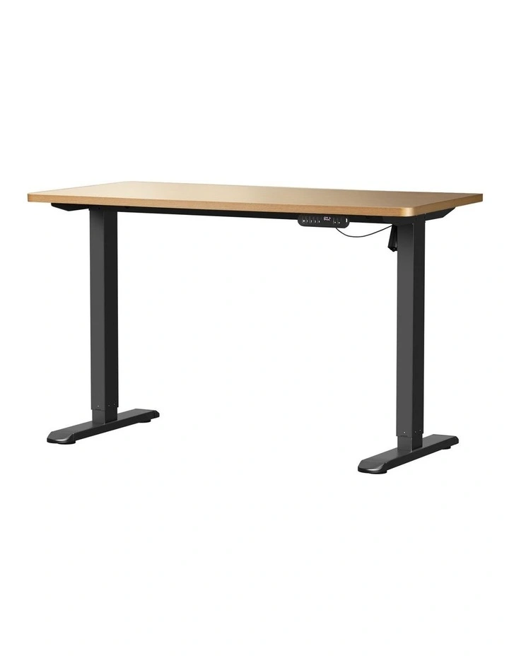 Oikiture Electric Standing Desk Single Motor 140CM OAK Tabletop image 1