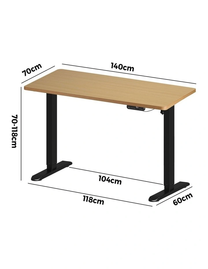Oikiture Electric Standing Desk Single Motor 140CM OAK Tabletop image 3