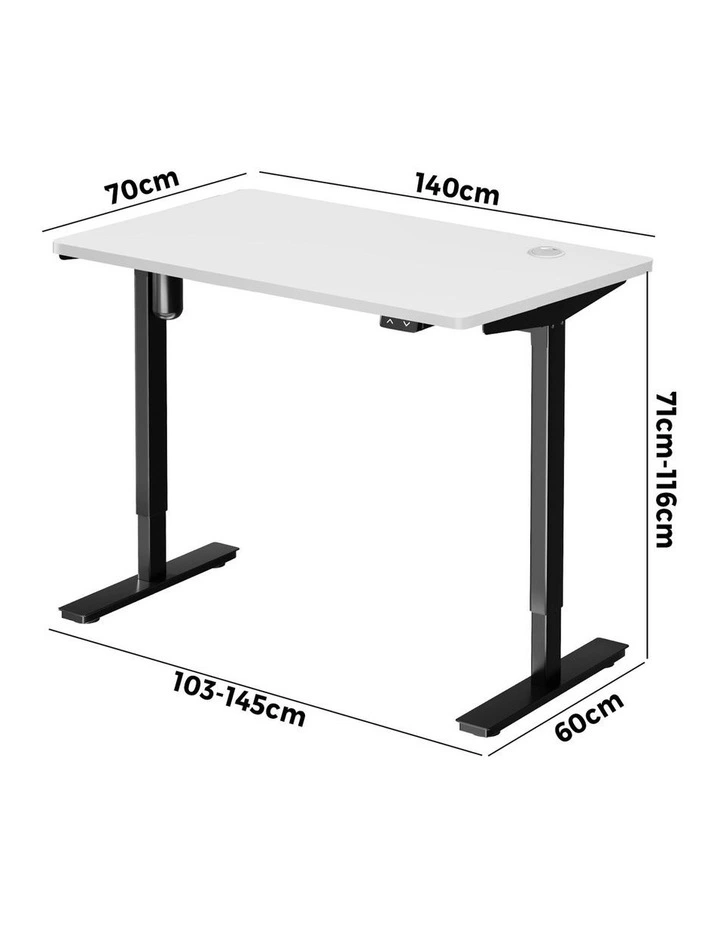 Oikiture Electric Standing Desk Single Motor 140cm White Tabletop image 3
