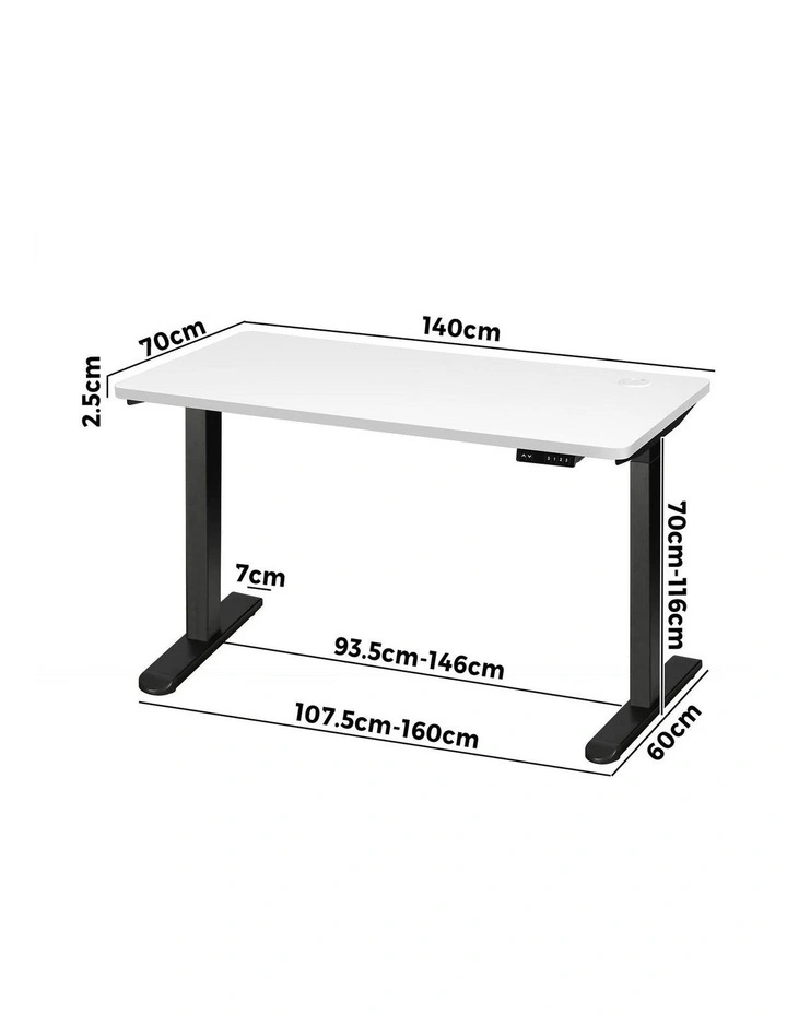 Oikiture Electric Standing Desk Dual Motor 140cm White Tabletop image 3