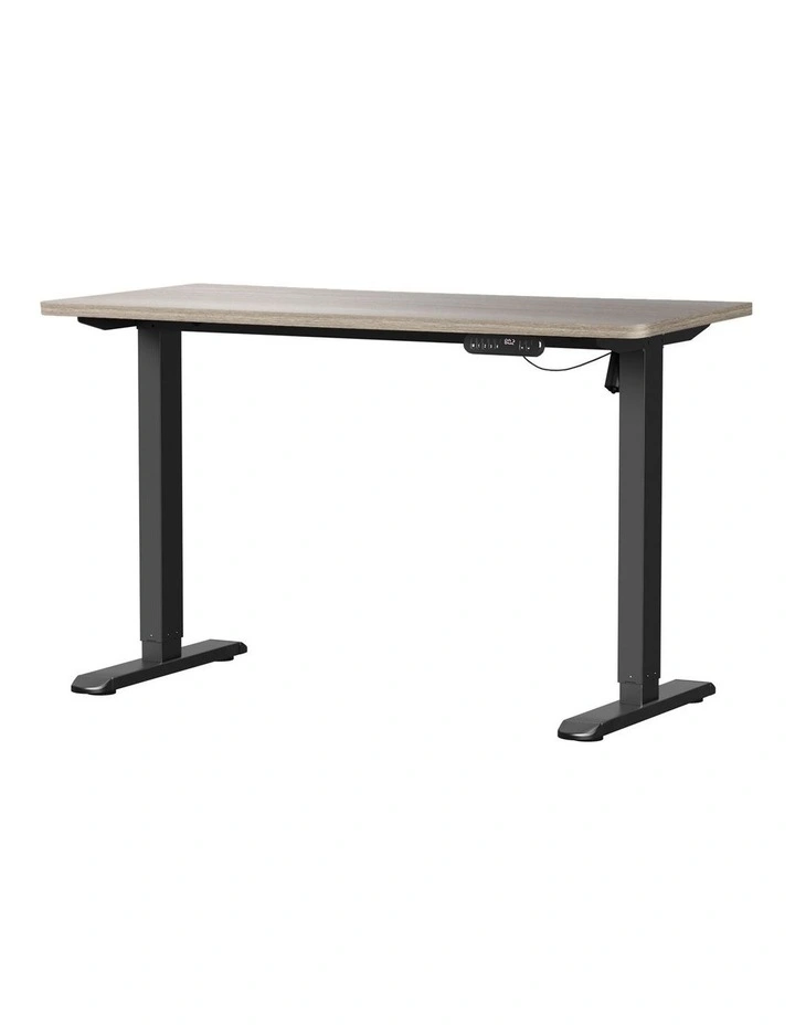Oikiture Electric Standing Desk Single Motor 140CM Grey-Oak Tabletop image 1