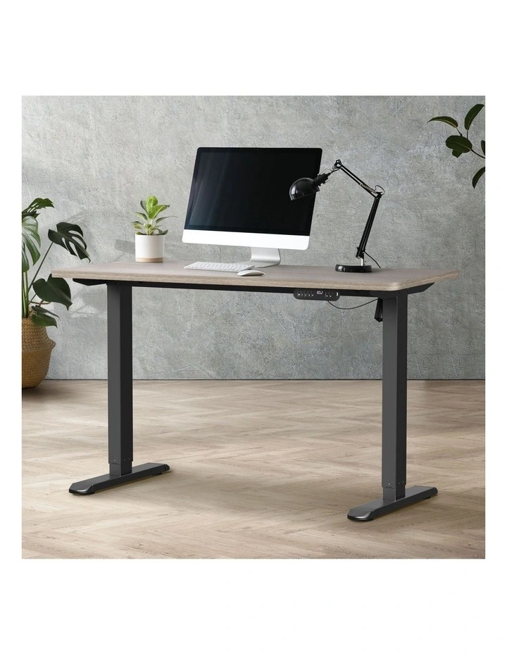 Oikiture Electric Standing Desk Single Motor 140CM Grey-Oak Tabletop image 4