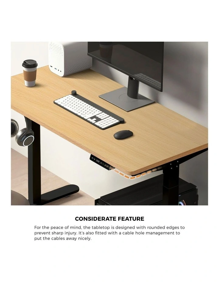 Oikiture Electric Standing Desk Dual Motor 160cm Oak image 6