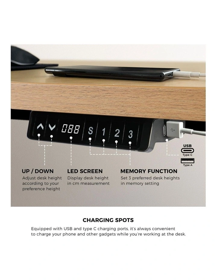 Oikiture Electric Standing Desk Dual Motor 160cm Oak image 7