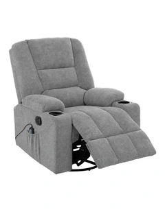 Oikiture Recliner Chair 360 Swivel Rocking Heated Electric Massage Chair Grey