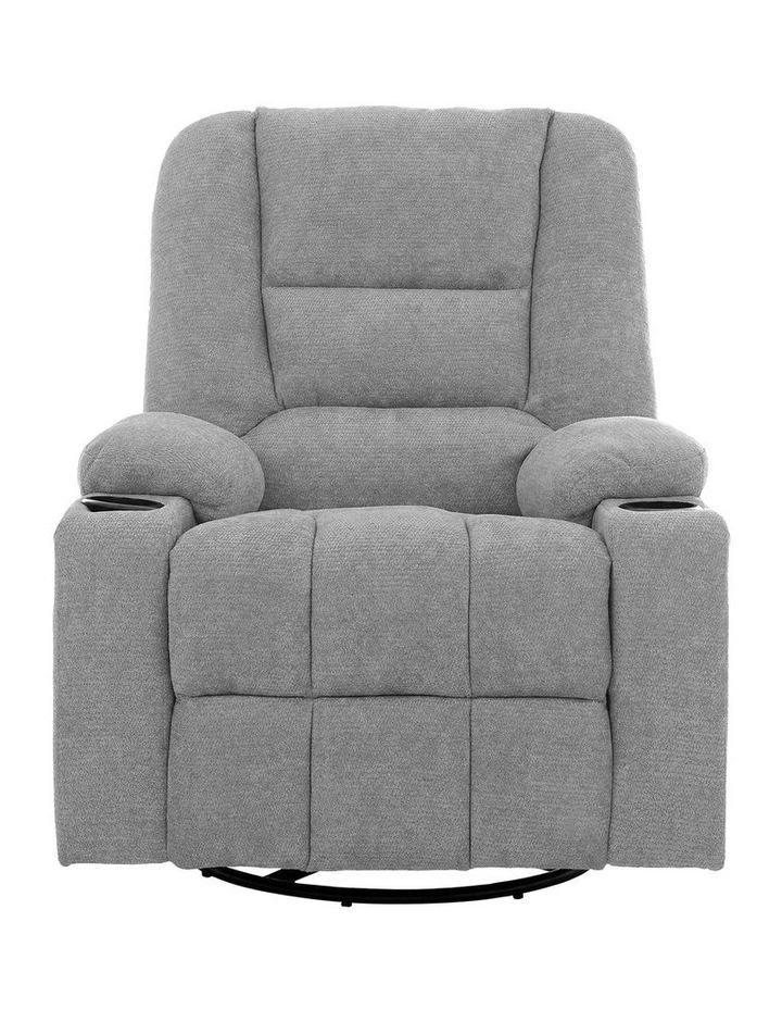 Oikiture Recliner Chair 360 Swivel Rocking Heated Electric Massage Chair Grey image 2