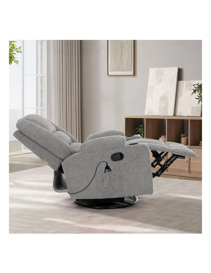 Oikiture Recliner Chair 360 Swivel Rocking Heated Electric Massage Chair Grey image 5