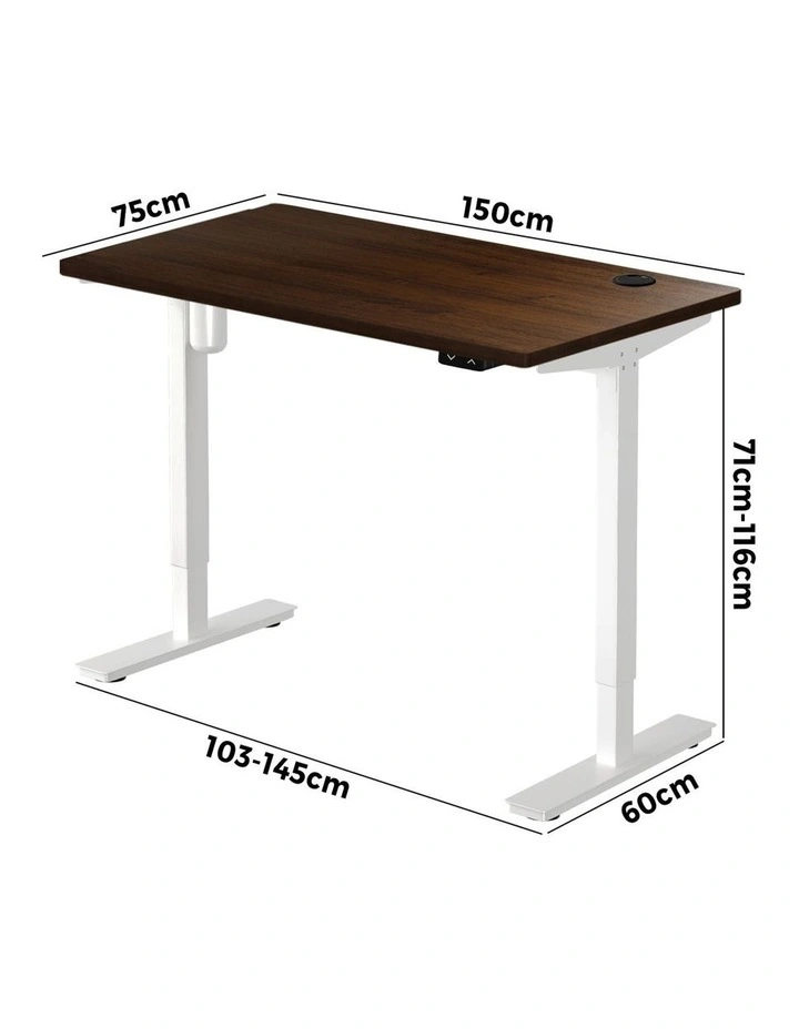 Oikiture Electric Standing Desk Single Motor 150m Walnut Tabletop image 3