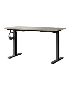 Oikiture 140cm Electric Standing Desk Dual Motor Grey-Oak Desktop
