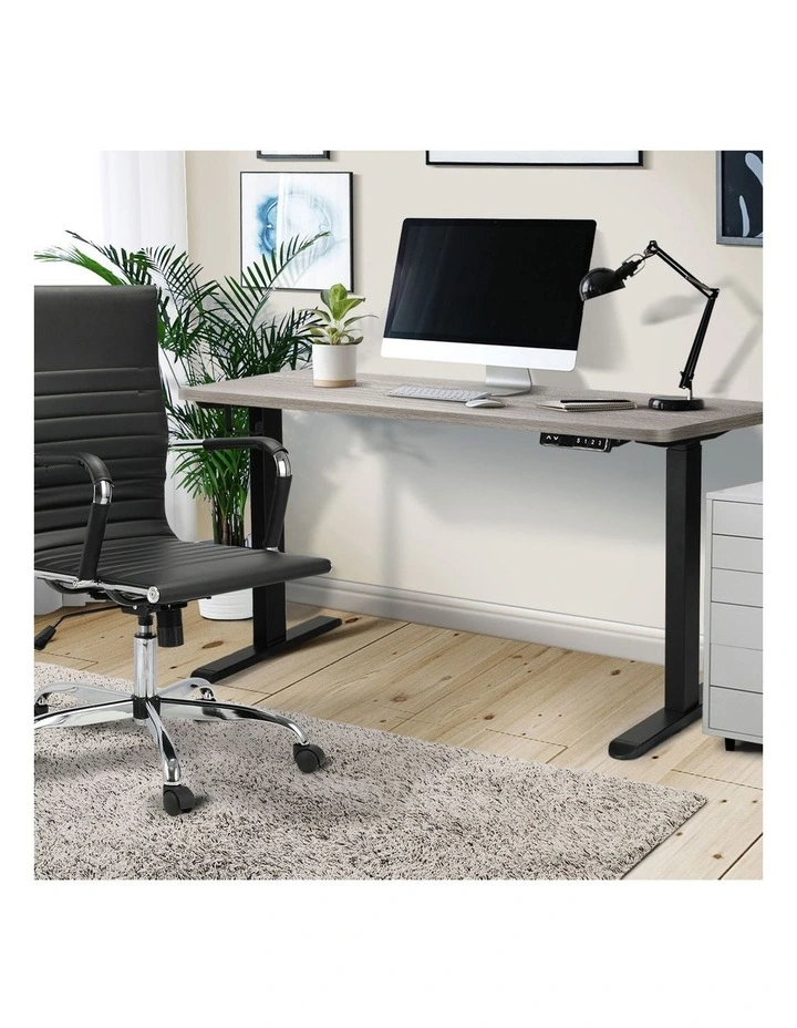 Oikiture 140cm Electric Standing Desk Dual Motor Grey-Oak Desktop image 5