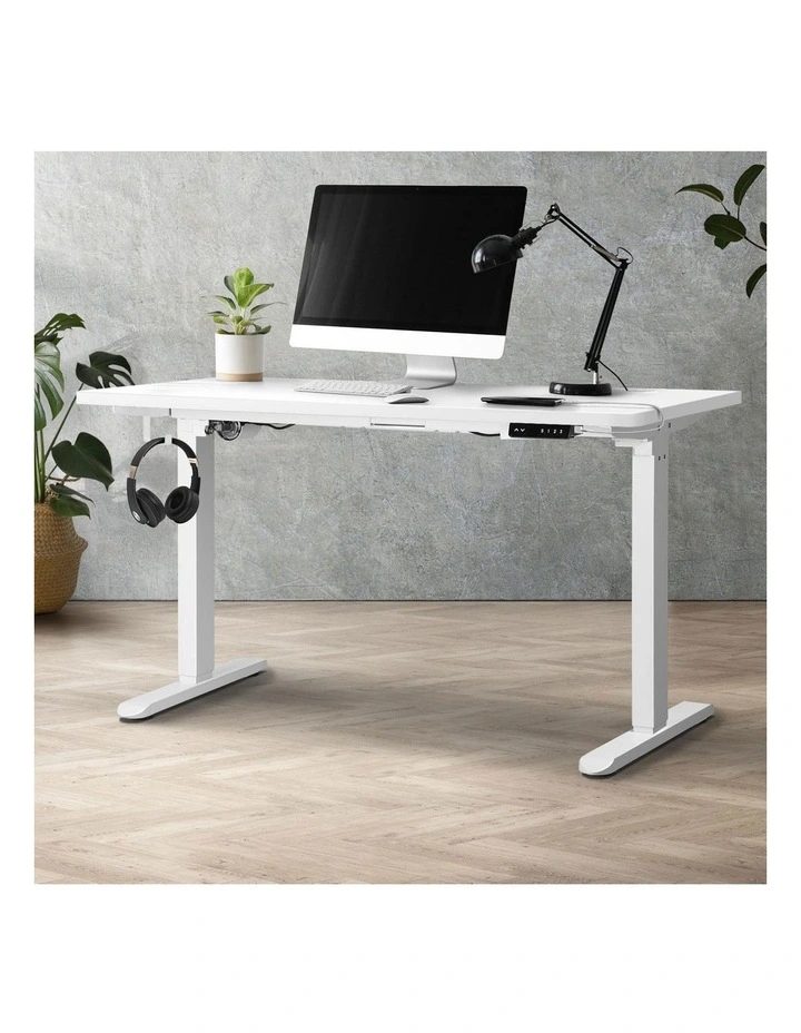 Oikiture Electric Standing Desk Single Motor 1.5m White Tabletop image 4