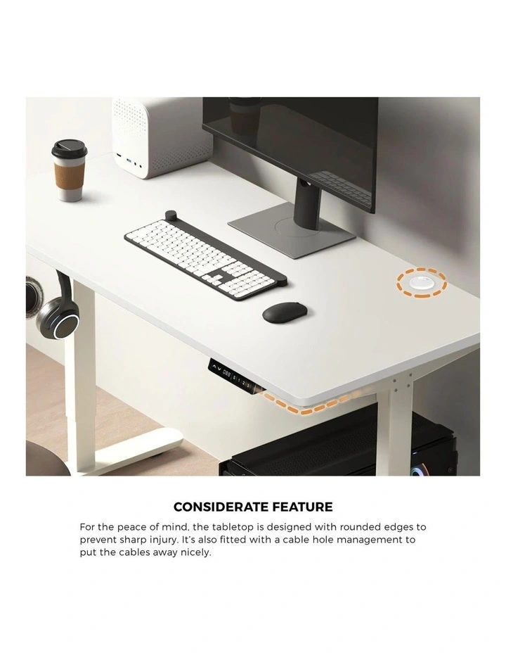 Oikiture Electric Standing Desk Single Motor 1.5m White Tabletop image 6