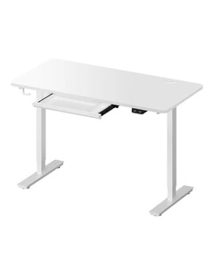 Oikiture 150cm Electric Standing Desk with Drawer Single Motor White
