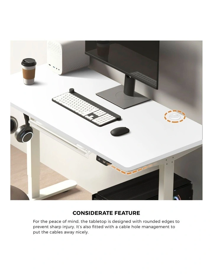 Oikiture 150cm Electric Standing Desk with Drawer Single Motor White image 6