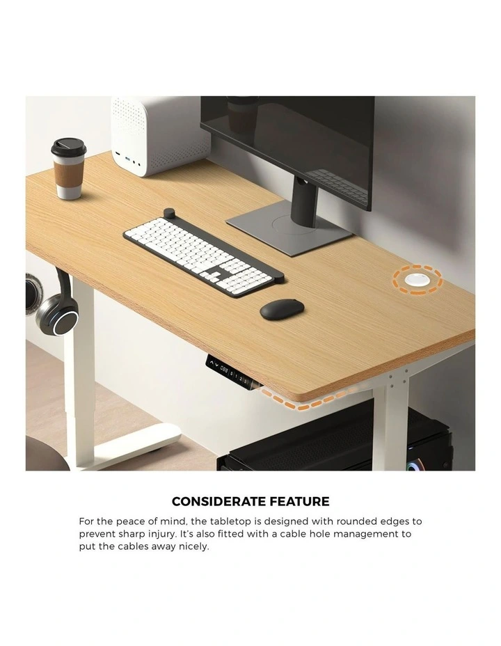 Oikiture Electric Standing Desk Single Motor 1.5m OAK Tabletop image 6
