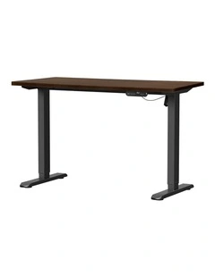 Oikiture Electric Standing Desk Single Motor Black Frame 120CM Walnut Tabletop