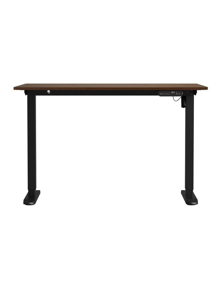 Oikiture Electric Standing Desk Single Motor Black Frame 120CM Walnut Tabletop image 2