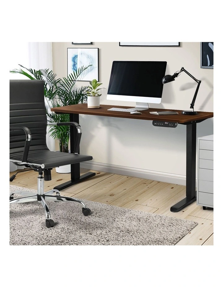 Oikiture Electric Standing Desk Single Motor Black Frame 120CM Walnut Tabletop image 5
