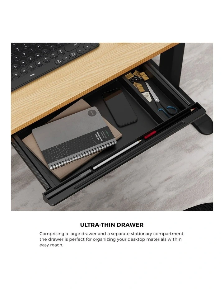 Oikiture 150cm Electric Standing Desk with Drawer Dual Motor Black Oak image 5