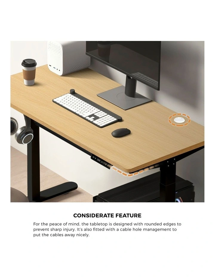 Oikiture 150cm Electric Standing Desk with Drawer Dual Motor Black Oak image 6
