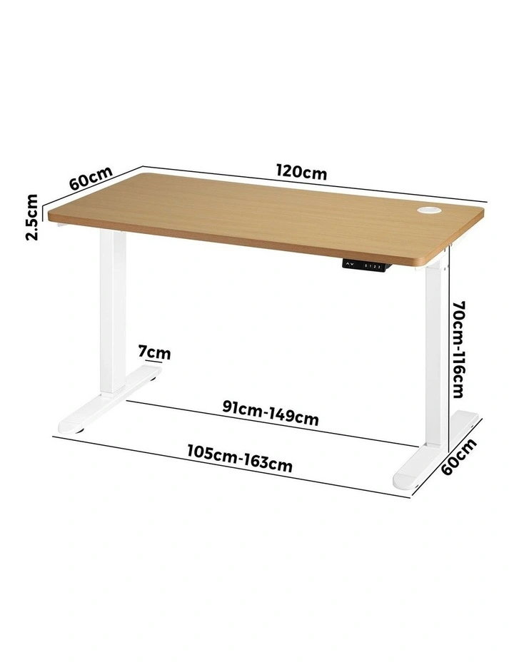 Oikiture Electric Standing Desk Single Motor 1.2m OAK Tabletop image 3