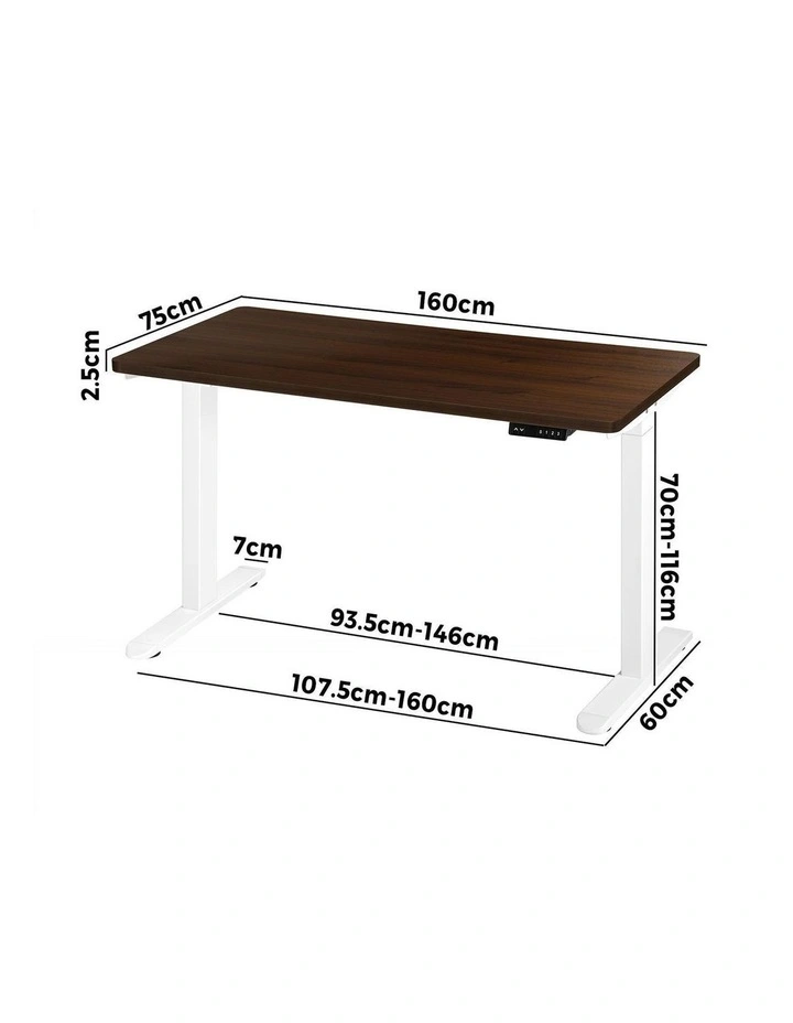 Oikiture Electric Standing Desk Dual Motor 160cm Walnut image 3
