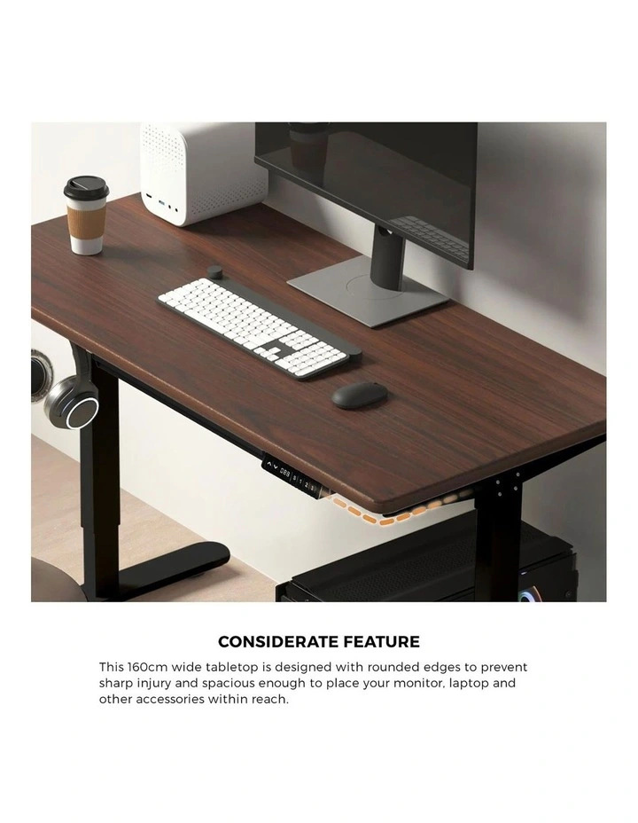 Oikiture 160cm Standing Desk With Drawer Motorized Adjustable Office Table Black image 6