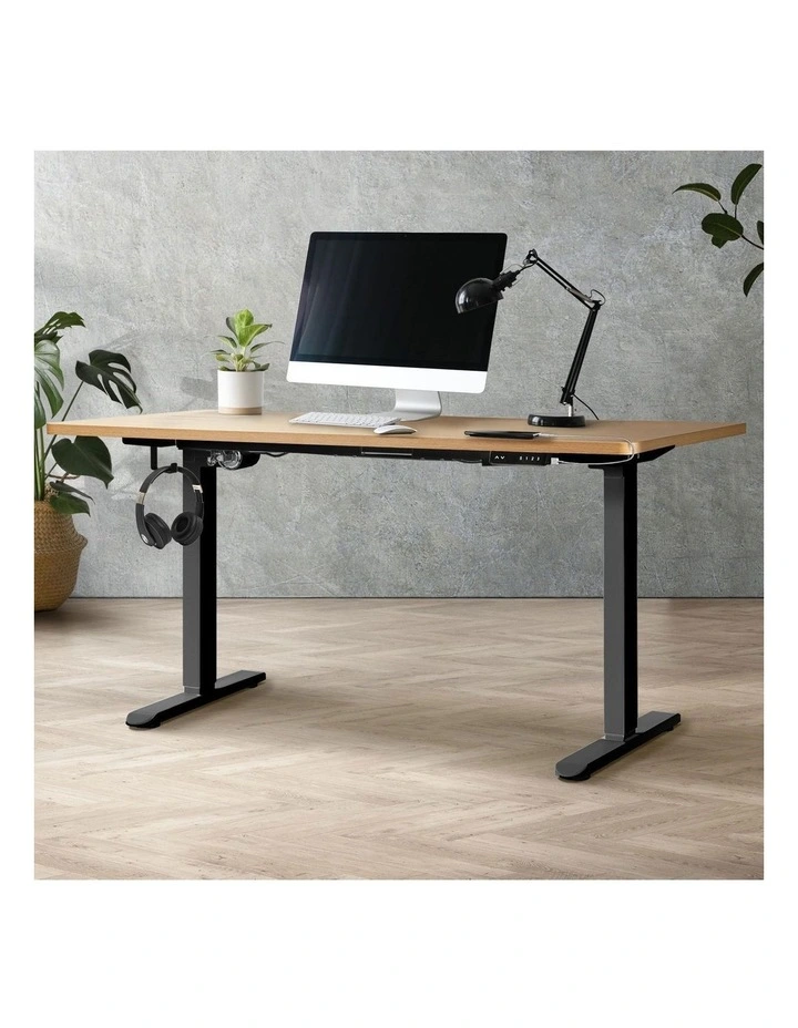 Oikiture Electric Standing Desk Single Motor 160cm Oak image 4