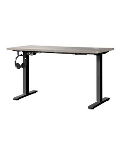 Oikiture 140cm Electric Standing Desk Single Motor Grey-Oak Desktop