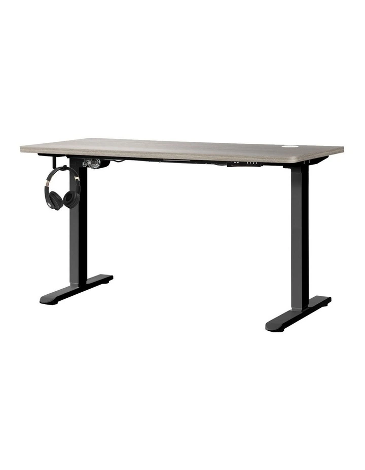 Oikiture 140cm Electric Standing Desk Single Motor Grey-Oak Desktop image 1
