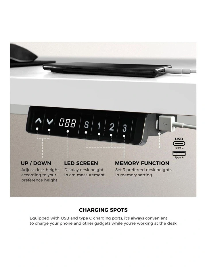Oikiture Electric Standing Desk Dual Motor 150cm White Tabletop image 7