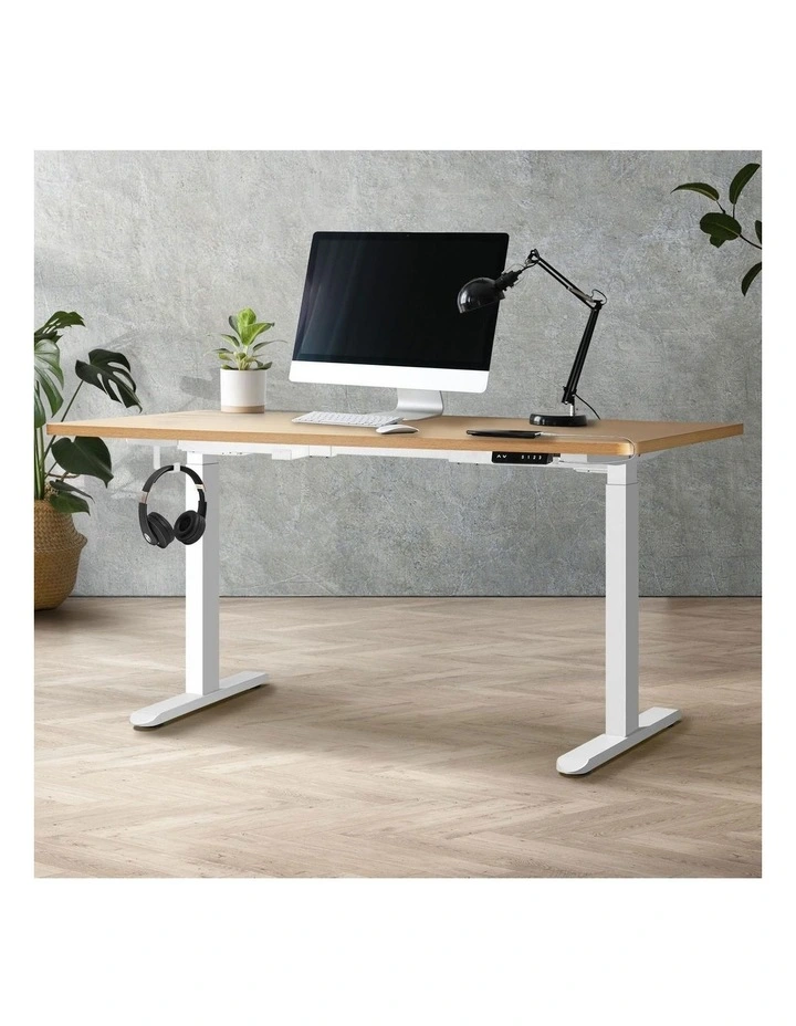 Oikiture Electric Standing Desk Dual Motor 160cm Oak image 4