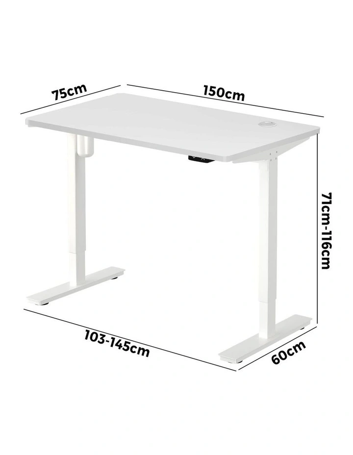 Oikiture Electric Standing Desk Single Motor 150m White Tabletop image 3