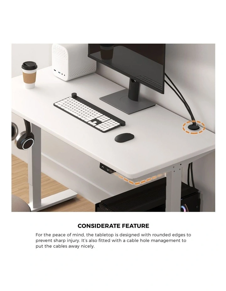 Oikiture Electric Standing Desk Single Motor 150m White Tabletop image 6