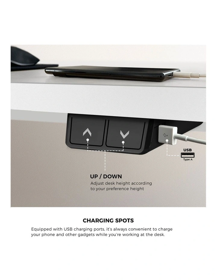Oikiture Electric Standing Desk Single Motor 150m White Tabletop image 7