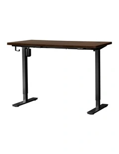 Oikiture Electric Standing Desk Single Motor 140cm Walnut Tabletop