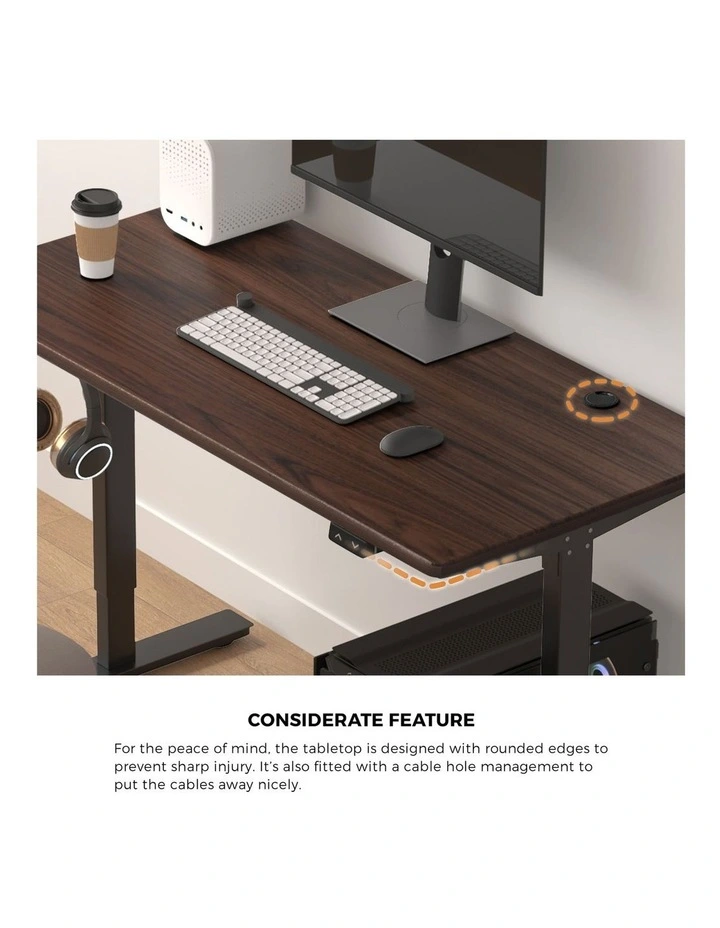Oikiture Electric Standing Desk Single Motor 140cm Walnut Tabletop image 6