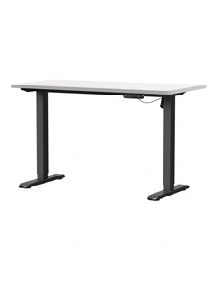 Oikiture Electric Standing Desk Single Motor Black Frame 140CM White Tabletop