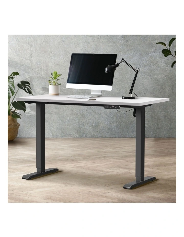 Oikiture Electric Standing Desk Single Motor Black Frame 140CM White Tabletop image 4