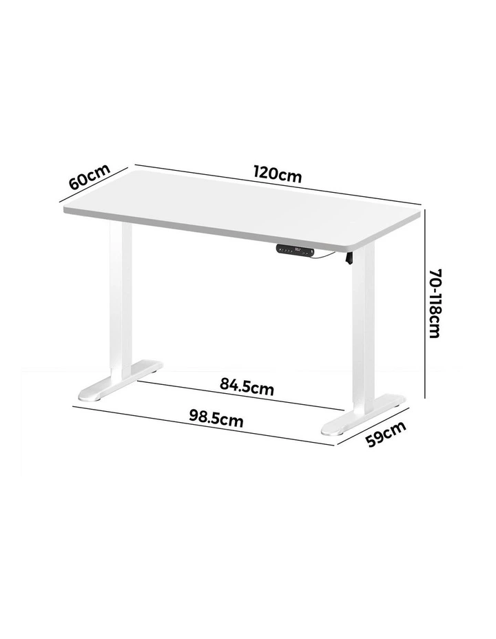 Oikiture Electric Standing Desk Single Motor 120CM White Tabletop image 3