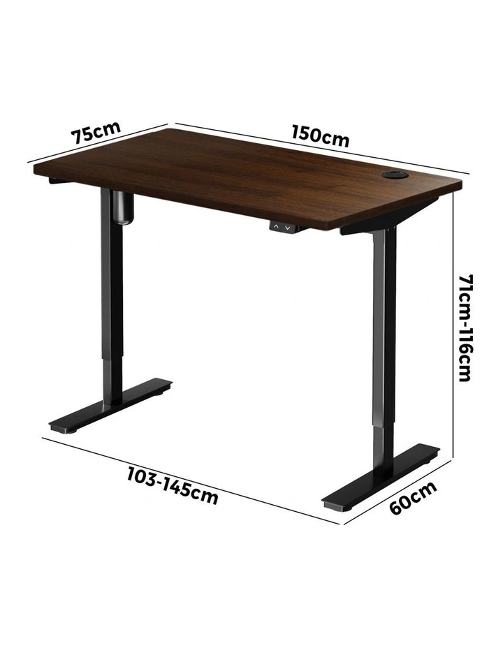 Oikiture Electric Standing Desk Single Motor 150m Walnut Tabletop image 3