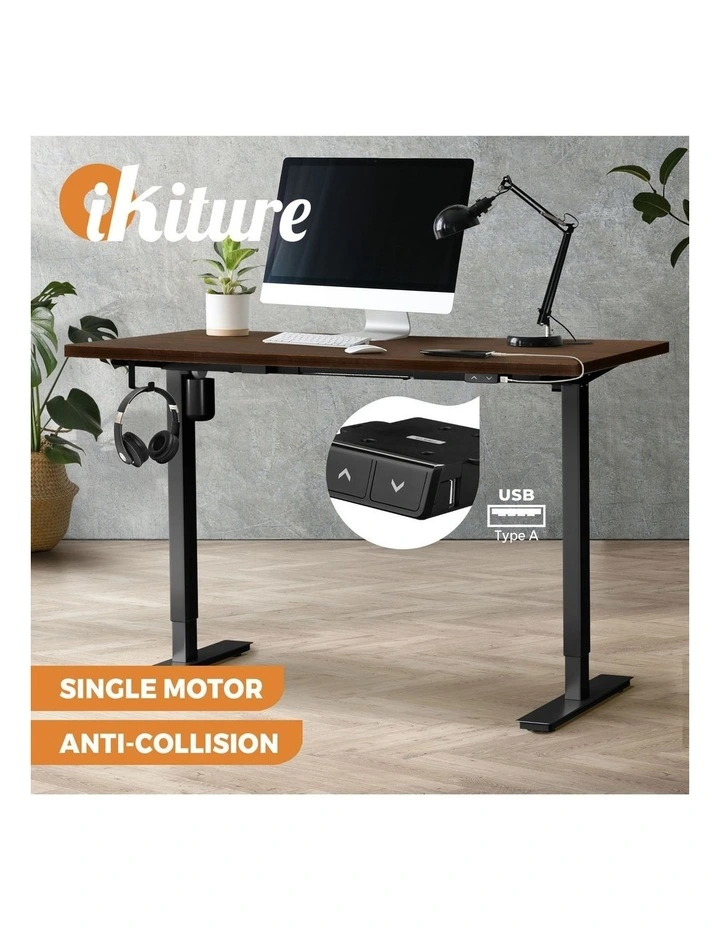 Oikiture Electric Standing Desk Single Motor 150m Walnut Tabletop image 4