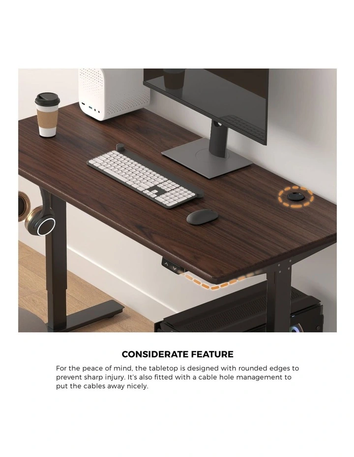 Oikiture Electric Standing Desk Single Motor 150m Walnut Tabletop image 6