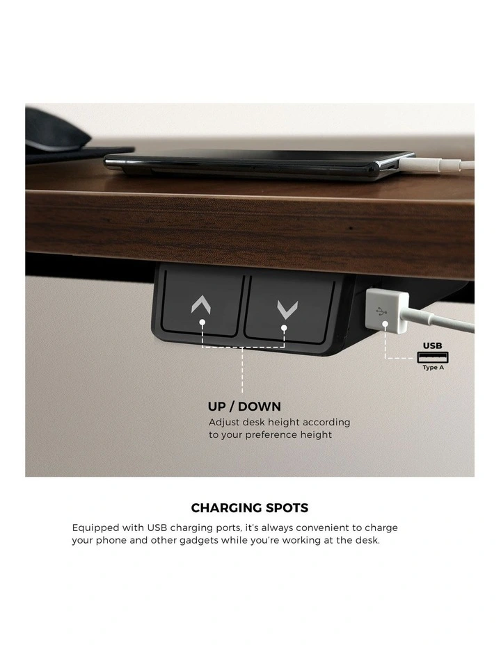 Oikiture Electric Standing Desk Single Motor 150m Walnut Tabletop image 7