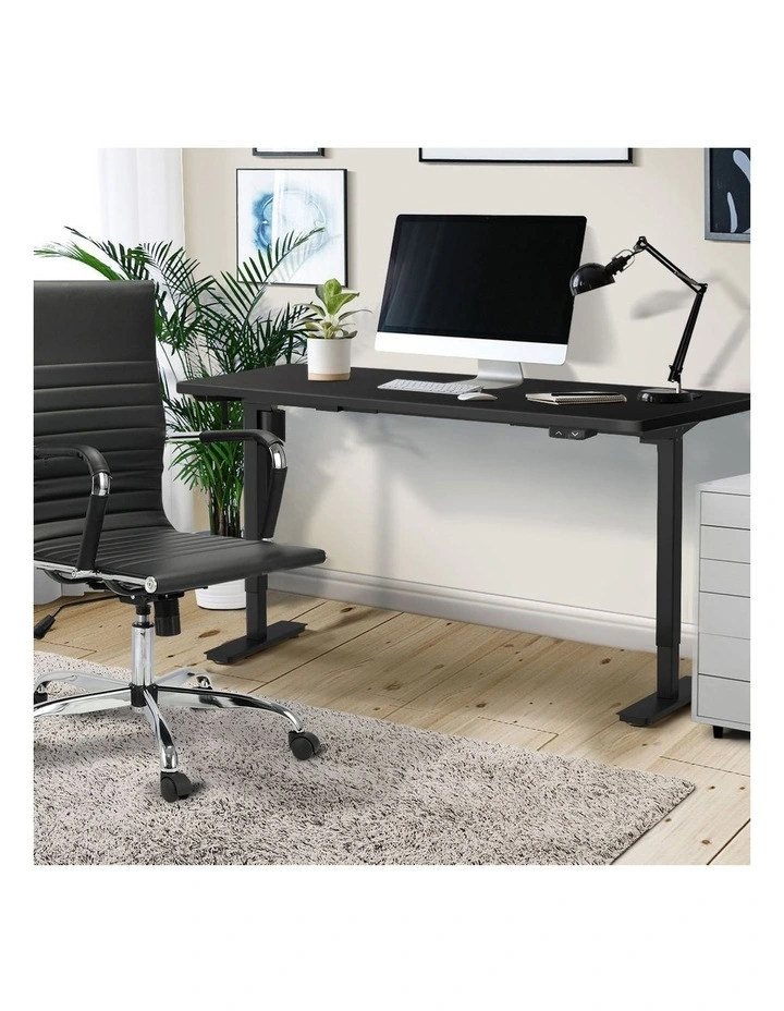 Oikiture Electric Standing Desk Single Motor 140cm Black Tabletop image 5
