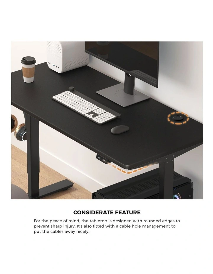Oikiture Electric Standing Desk Single Motor 140cm Black Tabletop image 6